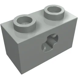 Technic Brick 1 x 2 with Axle Hole Type 2 [X Opening] / Light Gray