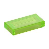 Lego Tile 1 x 2 with Groove / Trans-Bright Green