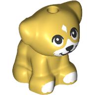 Lego Animal, Dog Pup with White Face, Paws, Black Eyes, Nose print / Ochre Yellow