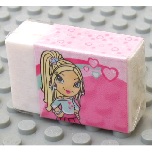 Lego Clikits Eraser, White with 'Heart' Image Sleeve / [No Color/Any Color]