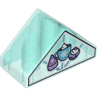 Lego Duplo Brick 4 x 2 Double Slope 45° with Cup and Two Cakes Print / Trans-Light Blue