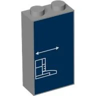 Brick 1 x 2 x 3 with White BluePrint Lines on Dark Blue Background Print / Light Bluish Gray