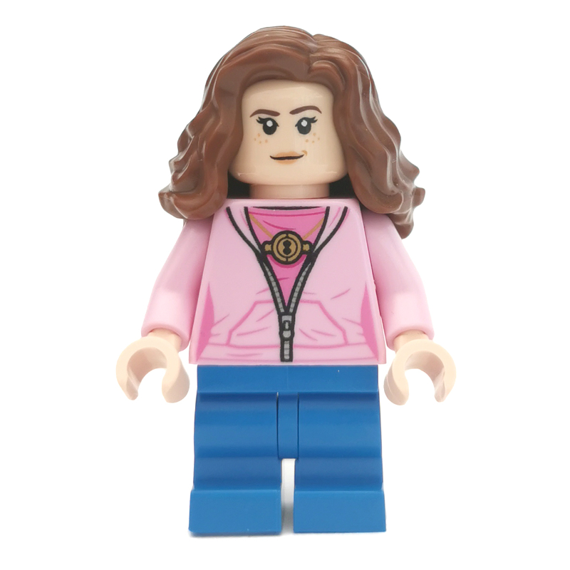 Lego Hermione Granger, Bright Pink Hoodie over Dark Pink Shirt with Time Turner, Medium Legs