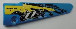 Technic, Panel Fairing # 6 Long Smooth, Side B with 'XRFUEL', 'TR TRACKED RACER' and Black, Yellow and White Splotches Pattern (Sticker) - Set 42095