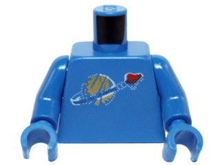 Lego Torso with Classic Space Logo with Simulated Wear Pattern / Blue Arms / Blue Hands