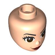 Lego Minidoll Head, Reddish Brown Eyes, Dark Red Lips / Light Nougat