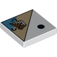 Tile 2 x 2 with 1 Black Dot and Pyramid Print / White