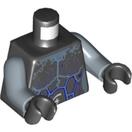 Lego Torso Dark Purple and Bright Light Blue Rock / Lightning Effect and White Arcane Symbols Print, Sand Blue Arms, Black Hands / Black