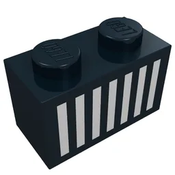 Brick 1 x 2 with White Grill Print / Black