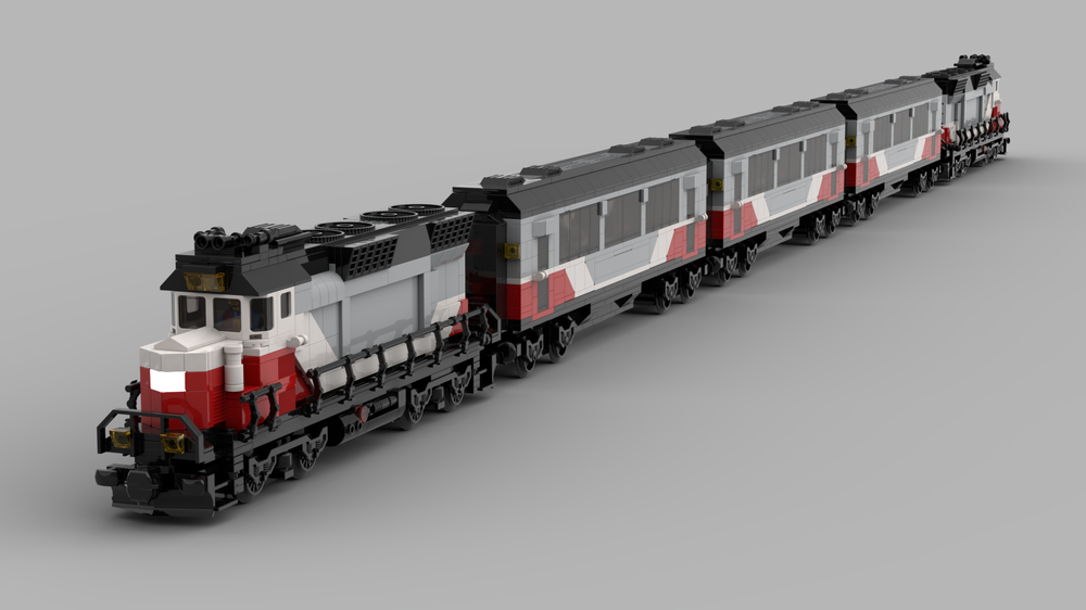 Lego Maersk Locomotive with Powered-Up Hub, Motor and Lights with passenger carriages