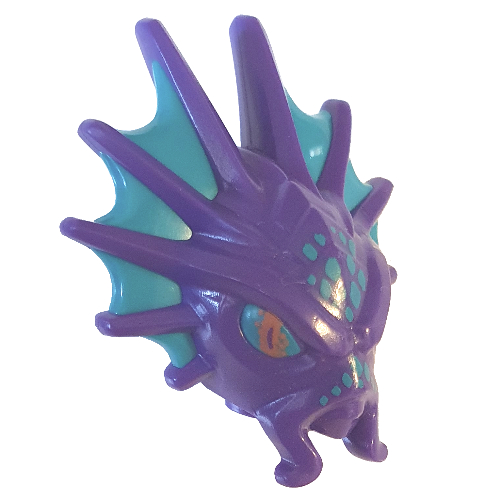Lego Minifig Head Special Spikes, Dark Turquoise Webbing (Prince Kalmaar) / Dark Purple
