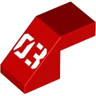 Brick Sloped 45° 2 x 1 with 2/3 Inverted Cutout and no stud with White '03' Print / Red