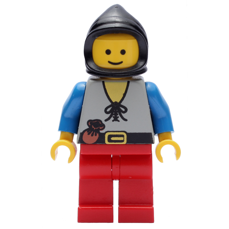 Lego Peasant - Red Legs, Black Hood