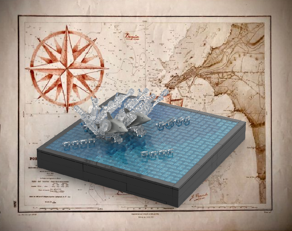 Lego 🐬 DOLPHINS AT PLAY - Modular Ocean Scene | 2 Jumping Dolphins, Crystal Waters, Coral Reef, Sea Life | Expands Any Island Module