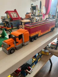 Truck with double deck trailer