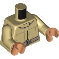 Lego Torso, Uniform Jacket, Black Trim, Dark Tan Belt print, Tan Arms, Nougat Hands / Tan