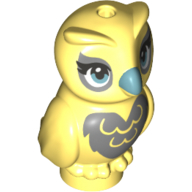 Lego Animal, Bird, Owl Baby Dark Bluish Grey Chest, Medium Blue Eyes, Medium Blue Beak / Bright Light Yellow