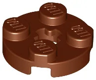 Plate, Round 2 x 2 with Axle Hole / Reddish Brown