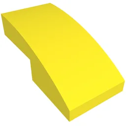 Brick Curved 2 x 1 No Studs [1/2 Bow] / Vibrant Yellow