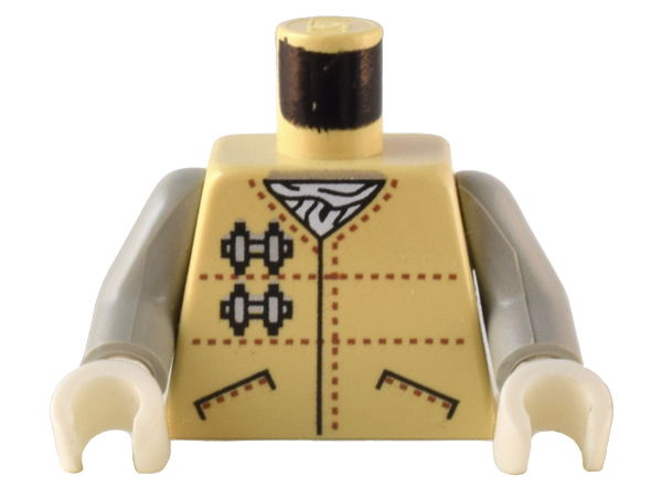 Lego Torso SW Hoth Rebel Jacket with Pockets and Brown Dotted Lines over White Scarf Pattern / Light Gray Arms / White Hands