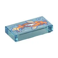 Tile 1 x 2 with Orange Fish (Koi) Print / Trans-Light Blue