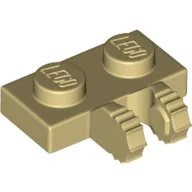 Hinge Plate 1 x 2 Locking with 2 Fingers on Side, 7 Teeth / Tan