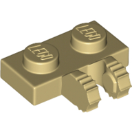Lego Hinge Plate 1 x 2 Locking with 2 Fingers on Side, 7 Teeth / Tan