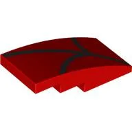 Brick Curved 4 x 2 No Studs with Black Lines (Webbing) Print / Red
