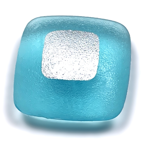 Lego Clikits Icon, Square 2 x 2 Large with Pin, Silver Square Print / Trans-Light Blue
