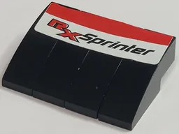 Stickered Assembly 4 x 3 x 1 with Red and Black 'RX Sprinter' on White and Red Background Pattern (Sticker) - Set 8655