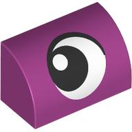 Lego Brick Curved 1 x 2 x 1 No Studs with Eye, Looking Left print / Magenta