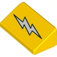 Brick Sloped 30° 1 x 2 x 2/3 with Lightning Bolt Print / Yellow