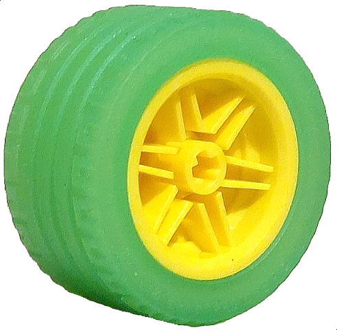 Lego Wheel 30.4mm D. x 20mm with No Pin Holes and Reinforced Rim with Trans-Bright Green Tire 43.2 x 22 ZR (56145 / 44309)