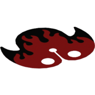 Lego Neckwear Cape Collar, Rounded with 2 Points with Flames on Black Background Print / Dark Red