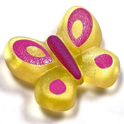 Lego Clikits Icon, Butterfly 2 x 2 with Pin, Purple Body & Dark Pink Wings Print / Trans-Fire Yellow