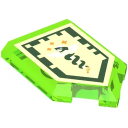 Tile Special 2 x 3 Pentagonal with Nexo Power Shield Print - Serpent of Anti Virus / Trans-Bright Green