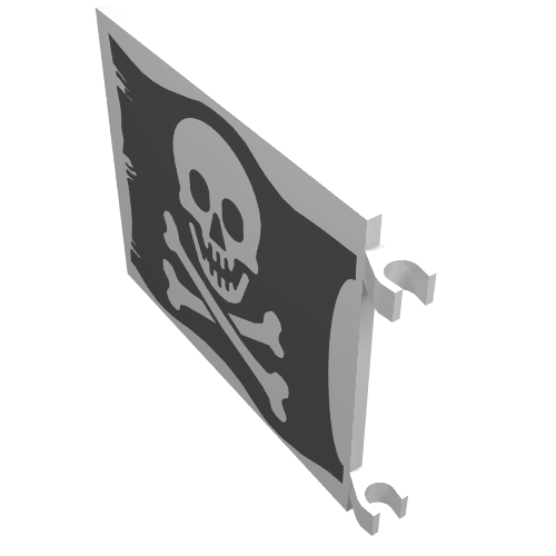 Lego Flag 6 x 4 with Clips with Skull and Crossbones (Jolly Roger) Print