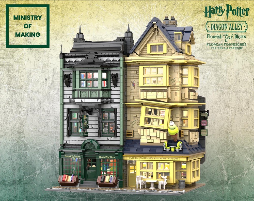 Lego Diagon Alley: Flourish + Blotts & Florean Fortescue's Ice Cream Parlour
