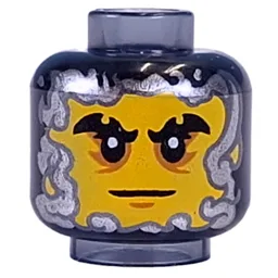 Minifig Head Cinder, Silver Face Mask, Covered Face / Open Face Print