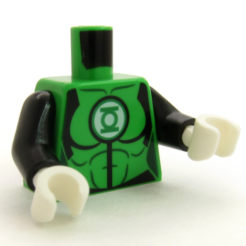 Lego Torso Green Lantern Logo Print, Black Arms, White Hands / Bright Green
