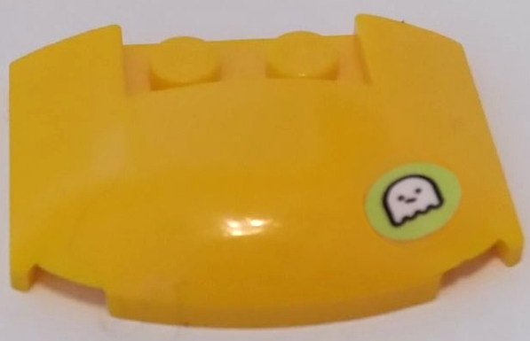 Lego Wedge 3 x 4 x 2/3 Triple Curved with Black and White Ghost in Yellowish Green Circle Pattern (Sticker) - Set 70428
