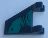 Flag 2 x 2 Trapezoid with Flat Edge with Dark Turquoise Splotches Pattern Model Right Side (Sticker) - Set 76101