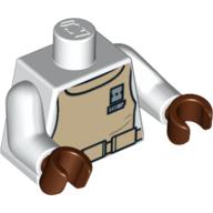 Lego Torso Mon Calamari Rebel Uniform Print (Admiral Ackbar), White Arms, Reddish Brown Hands / White