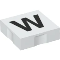 Duplo Tile 2 x 2 with Capital 'W' Print / White