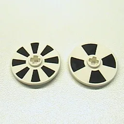 Technic Disc 3 x 3 with 4 Black Sections on One Side and 8 on Reverse Print [Speed Sensor] / White