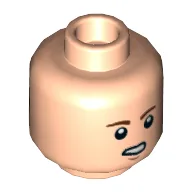 Minifig Head Resistance Bomber Pilot, Reddish Brown Eyebrows, Chin Dimple, Open Mouth / Pilot Breathing Mask Print / Light Nougat