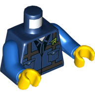 Lego Torso Vest, Pockets, Straps, Lime 'R' Print, Blue Arms, Yellow Hands / Dark Blue