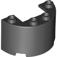 Lego Cylinder Half 2 x 4 x 2 with 1 x 2 Cutout / Black