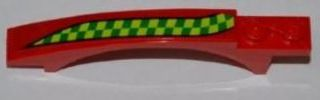 Lego Slope, Curved 8 x 1 x 1 2/3 with Arch and 2 Recessed Studs with Lime and Green Checkered Stripe Pattern Model Right Side (Sticker) - Set 7967