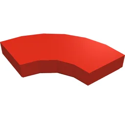 Tile 2 x 2 Curved, Macaroni / Red